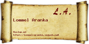 Lommel Aranka névjegykártya